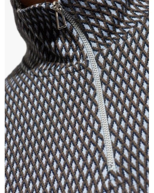 Paul Smith Gray Geometric-Pattern Half-Zip Sweatshirt for men