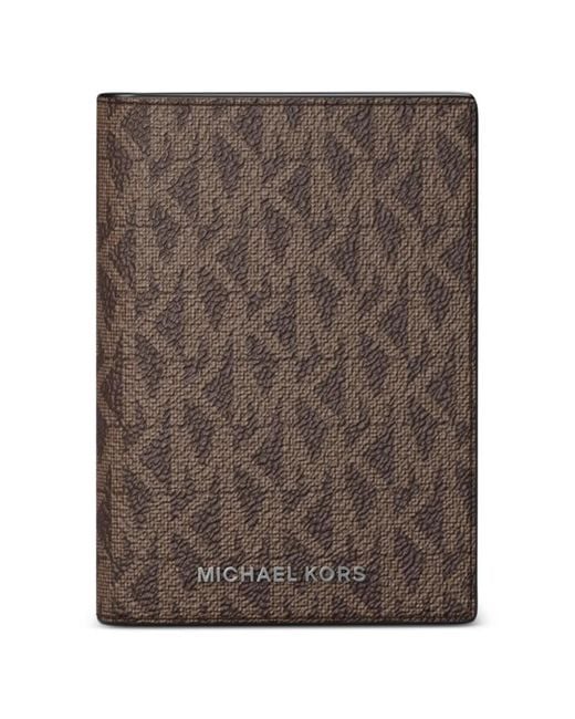 Michael Kors Brown Monogram-Pattern Cardholder for men