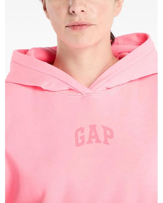 Gap Pink Logo-Detail Long-Sleeve Hoodie