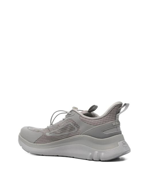 BBACK White Grid-Pattern Toggle-Fastening Sneakers for men
