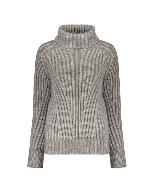 Moorer Gray Ribbed-Knit Roll-Neck Sweater
