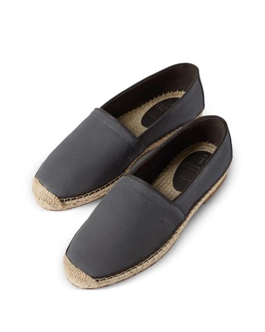 Brunello Cucinelli Blue Grained-Calfskin Espadrilles With Piping for men