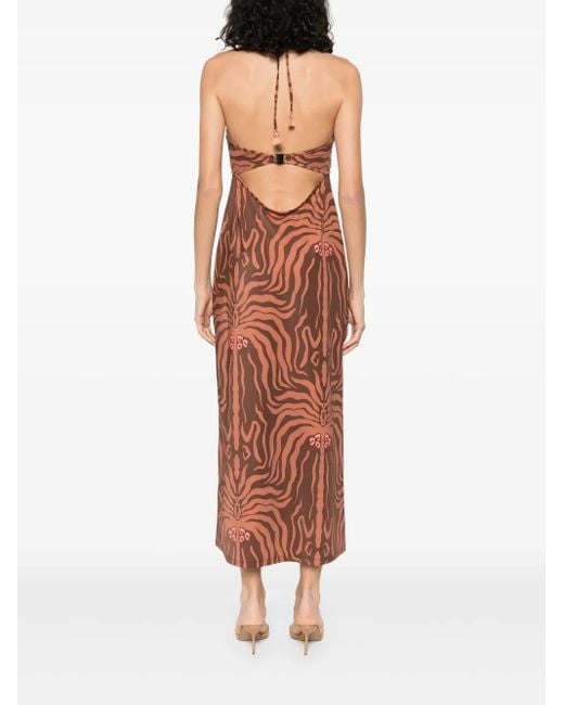 Johanna Ortiz Jungle Palms Midi Dress Brown