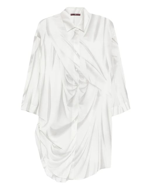 Camisa Drapeada Con Botones High de color White