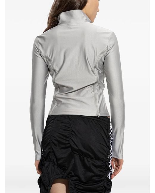 Adidas Gray Logo-Print Zip-Up Sweatshirt