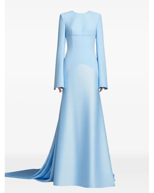 Solace London Blue Claudine Flared-Sleeve Maxi Dress