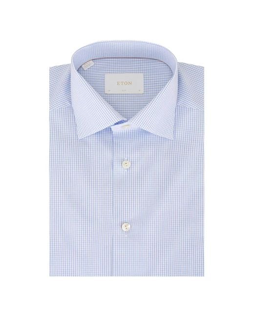 Eton of Sweden Blue Check Contemporary Fit Dress Shirt for men