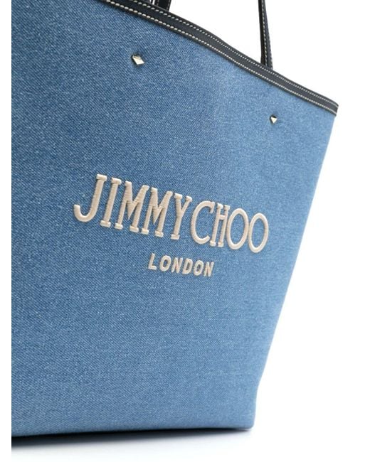 Jimmy Choo Blue Marlis Denim Tote Bag