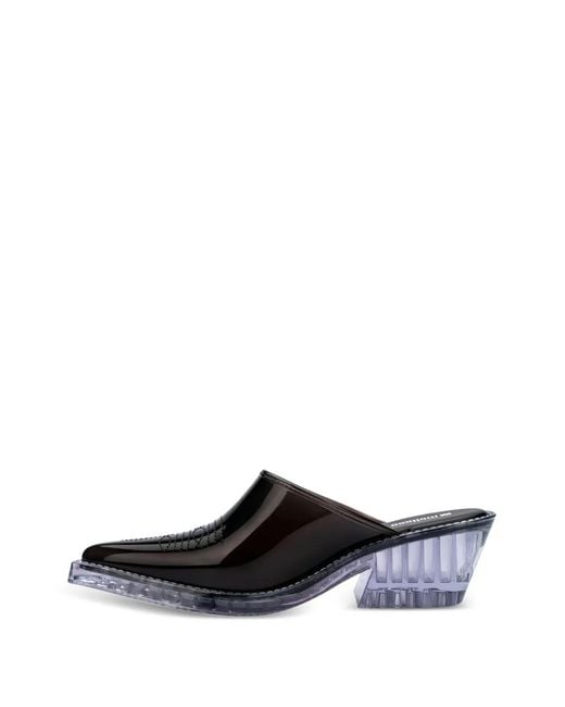 Melissa White Pointed-Toe Texas Mules