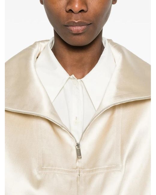 Nanushka White Boxy Funnel Neck Jacket