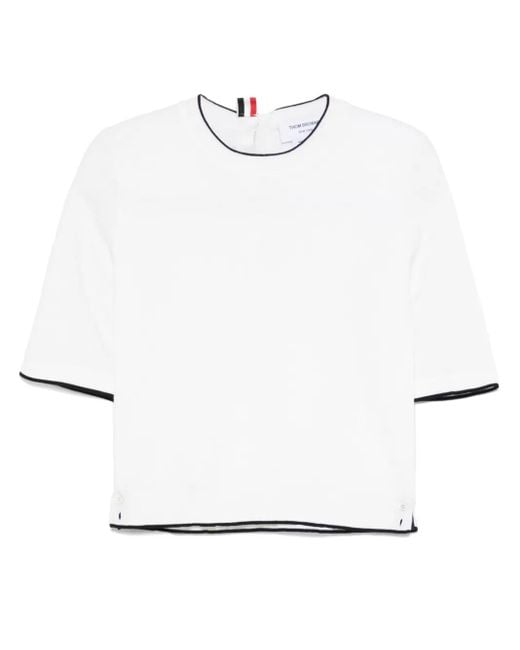 Thom Browne White 4-Bar Stripe Cotton T-Shirt