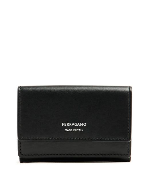Ferragamo Black Classic Leather Tri-Fold Wallet for men