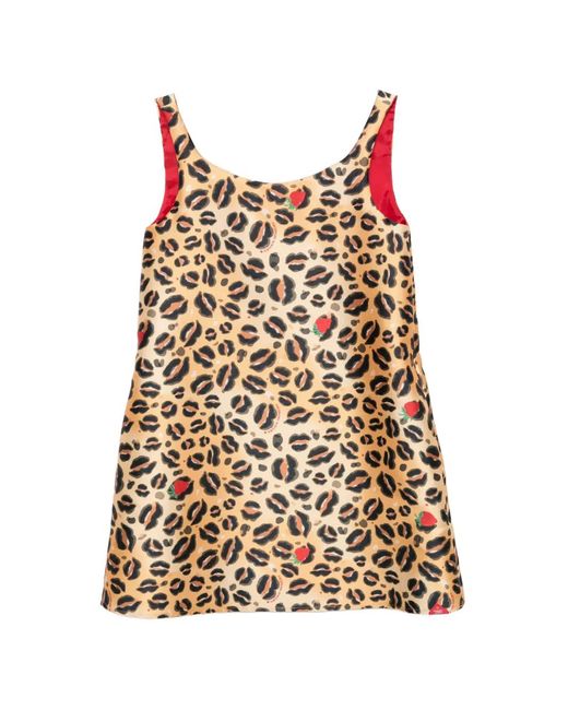 ALESSANDRO ENRIQUEZ Natural Animal Print Sleeveless Dress