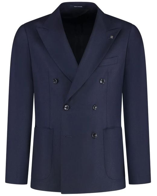 Tagliatore Blue Virgin Wool-Blend Blazer for men
