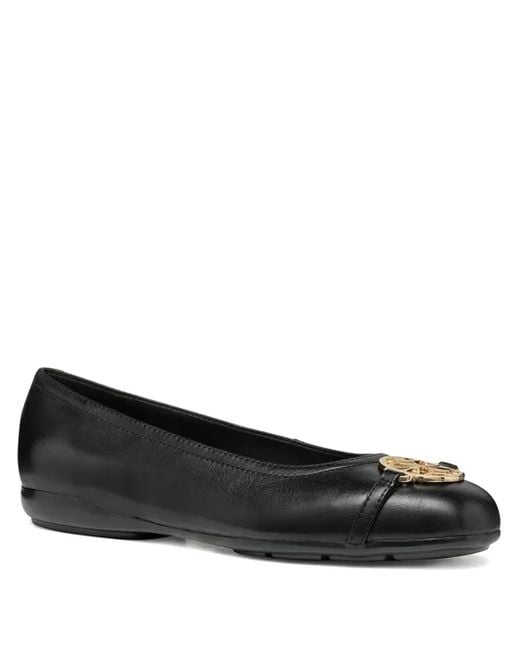 Geox Annytah レザーフラットシューズ Black