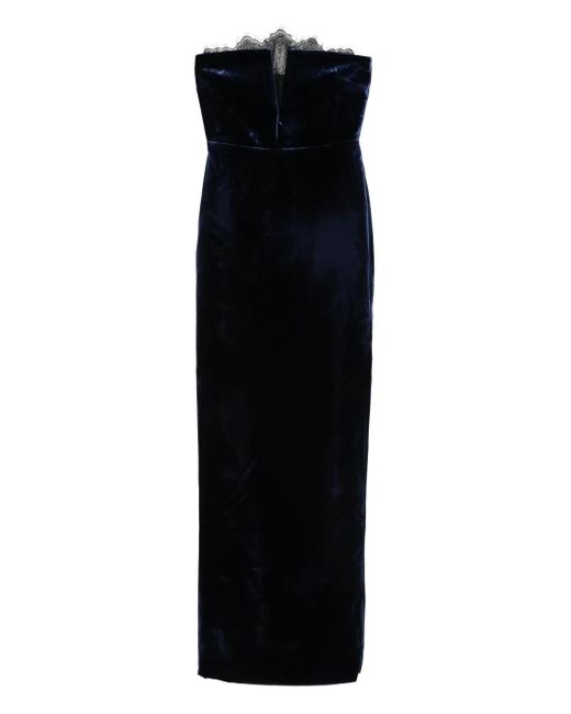 Roland Mouret Black Lace-Trimmed Velvet Dress