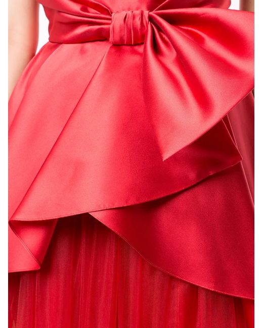 Alberta Ferretti Red Satin And Tulle Gown