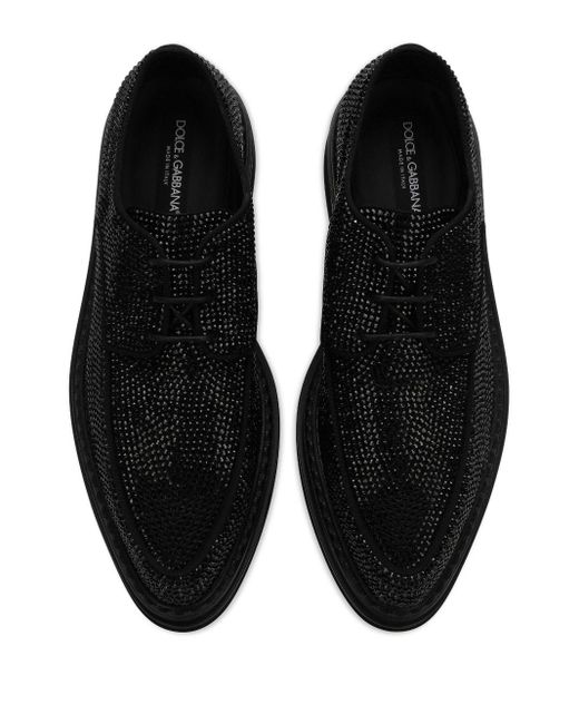 Dolce & Gabbana Black Rhinestone-embellished Derby Shoes for men