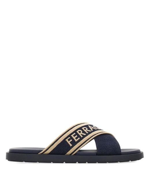 メンズ Ferragamo クロスストラップ サンダル Blue