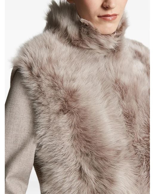 Peserico Brown Ribbed-Knit Shearling Jacket