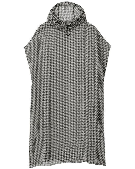 Burberry Gray Sheer-Seidenkleid Mit Hahnentrittmuster