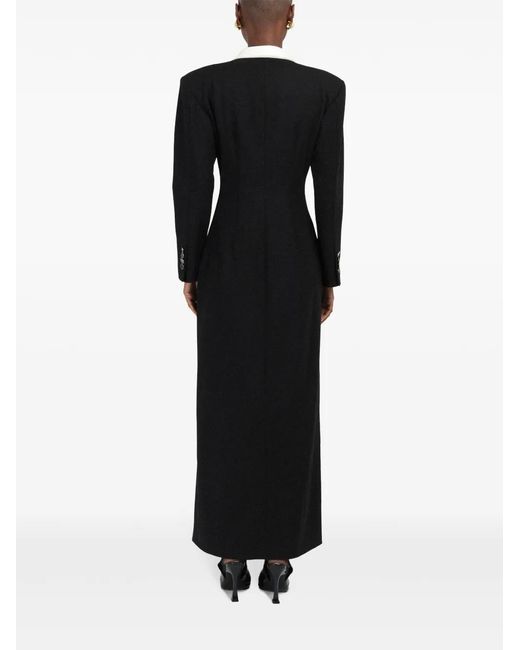 ROWEN ROSE Black Contrasting-Collar Tuxedo Maxi Dress