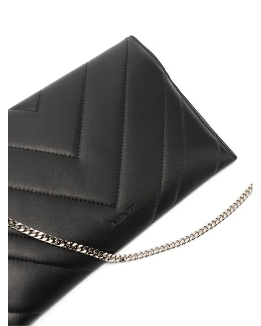Patrizia Pepe Quilted Fly Pochette Clutch in Black | Lyst