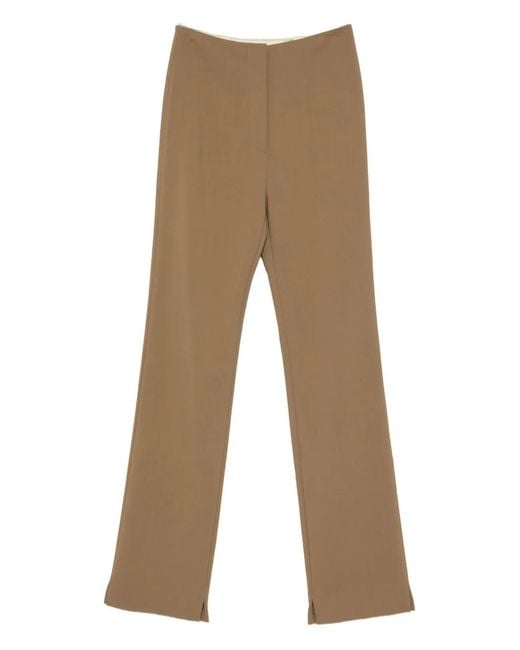 Nanushka Natural Cybel Split-Hem Tailored Trousers