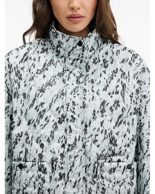 Karl Lagerfeld Gray Patterned Quilted Jacket