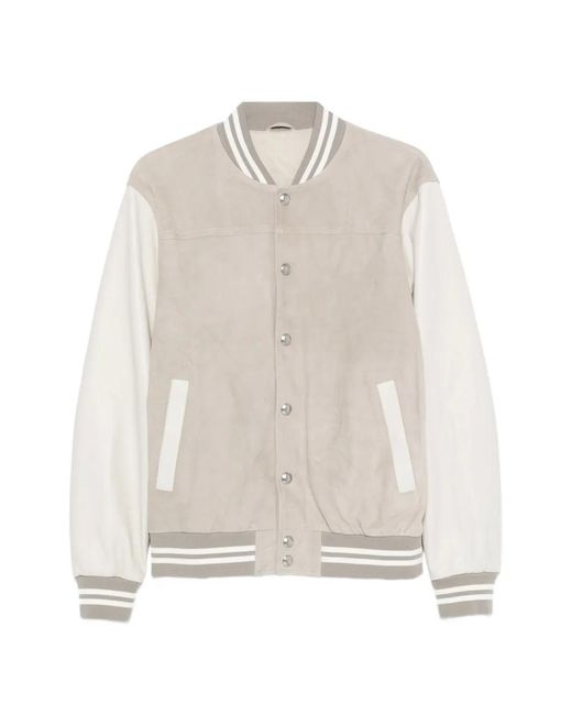 Eleventy White Panelled Bomber Jacket for men