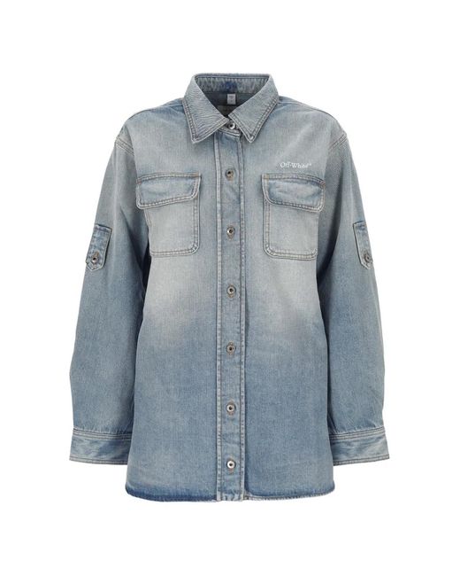 Off-White c/o Virgil Abloh Blue Buttoned Pocket Shirt
