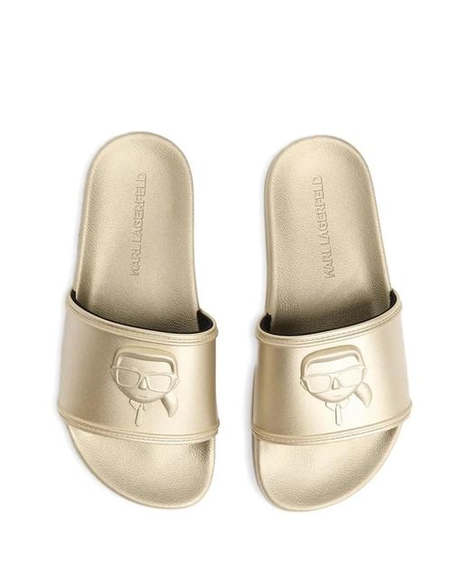 Karl Lagerfeld White Embossed Logo Slides