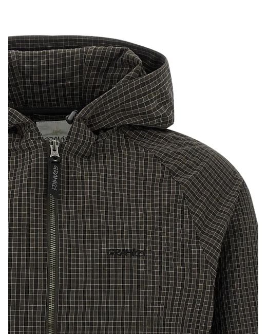 Gramicci Gray Check-Pattern Hooded Jacket for men