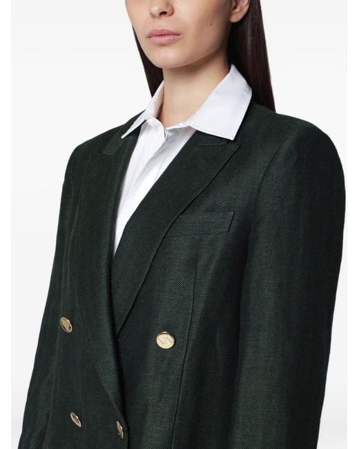 VI TO VI Black Herringbone Double-Breasted Blazer