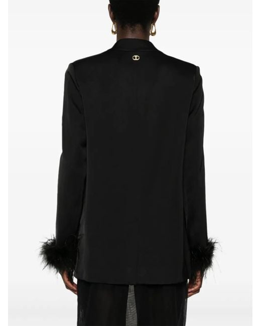Blazer Con Rifinitura Di Piume di Twinset in Black
