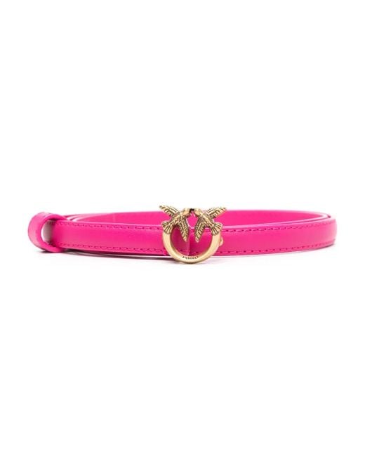 Pinko Pink Logo-Plaque Leather Belt