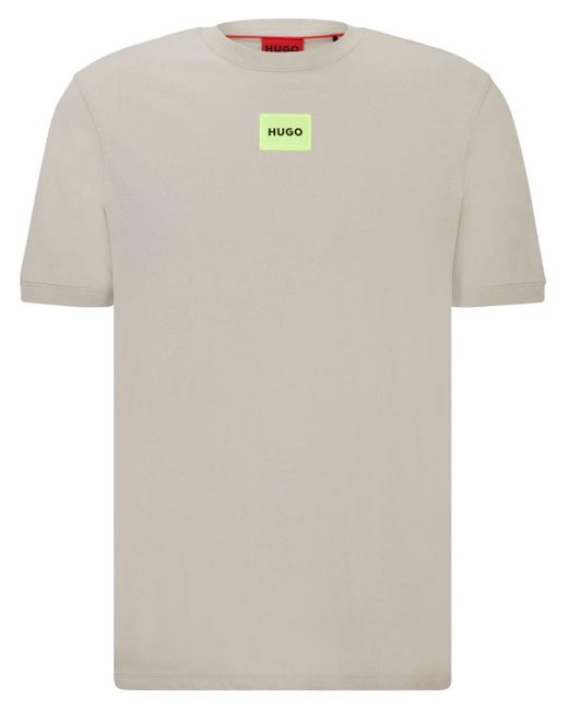 HUGO White Logo-appliqué Cotton T-shirt for men
