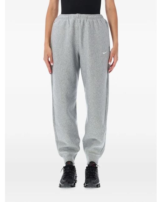 Nike Gray Logo-Embroidered Elasticated Track Pants