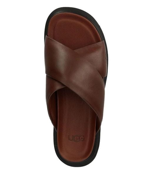 UGG ブラウン クロスストラップ サンダル UGG クロスストラップ サンダル ブラウン | Lyst