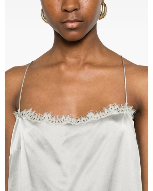 Doen White Loure Lace-Trim Top