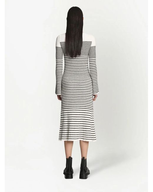 Proenza Schouler White Striped Bouclé Knit Dress