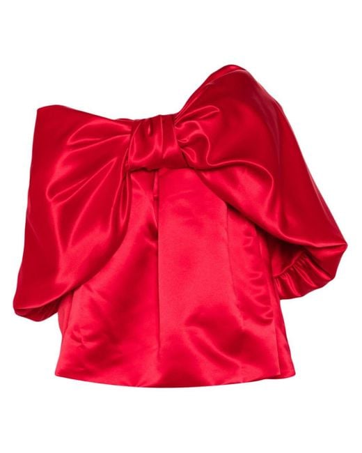 Simone Rocha Red Oversized Bow Satin Top