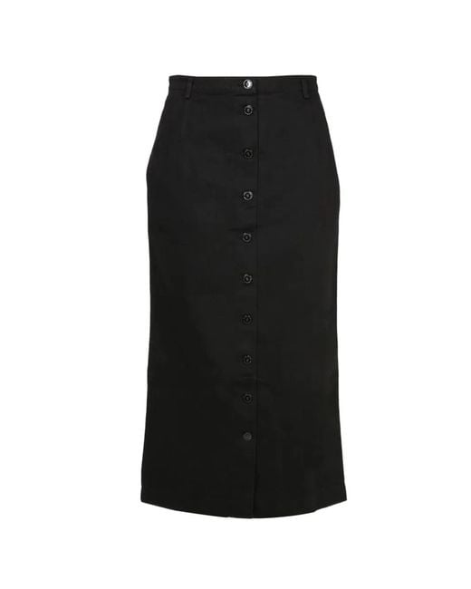Raf Simons Black Jupe Mi-Longue À Boutonnière