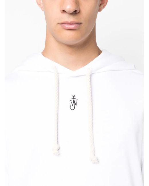 J.W. Anderson White Anchor-Embroidered Hoodie for men