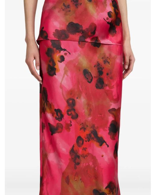 Victoria Beckham Lace Trim Slip ミディスカート Red