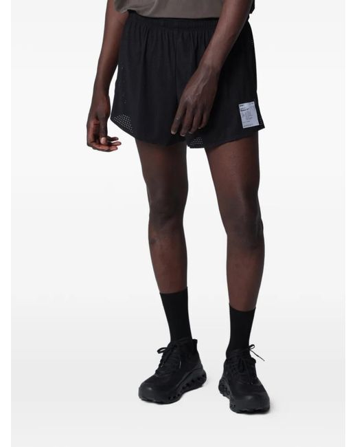 Satisfy Black Space-O Perforated Shorts for men
