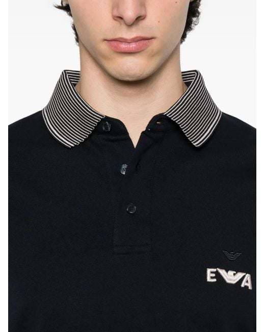 Emporio Armani Black Regular Fit Logo Polo for men