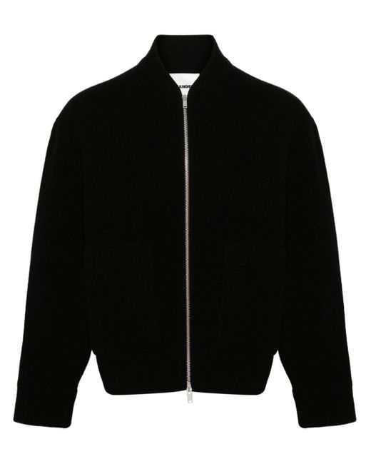 Jil Sander Black Zip-up Fleece Cardigan for men