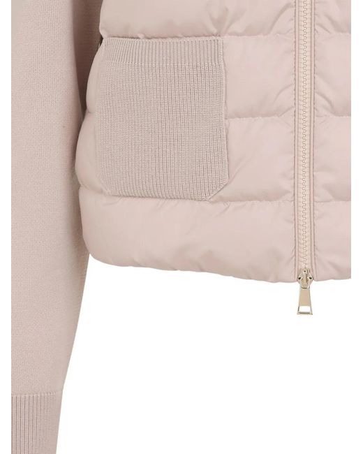 Moncler Pink Wool-Panel Quilted Jacket