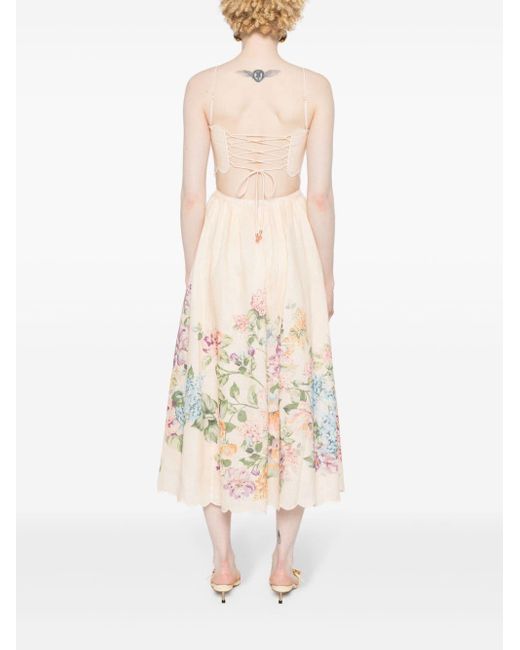 Zimmermann Natural Halliday Kleid mit Blumen-Print